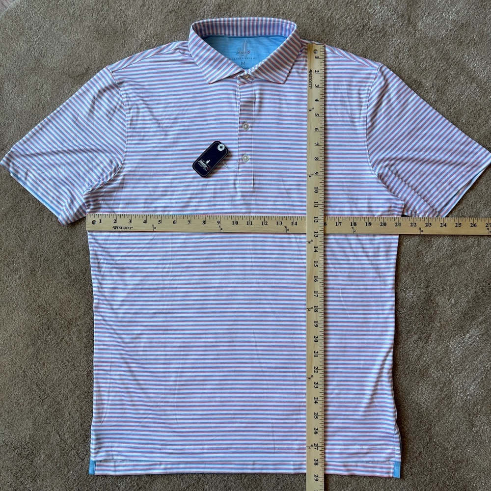 NWT Johnnie-O Featherweight Polo - Blue/Red Stripe